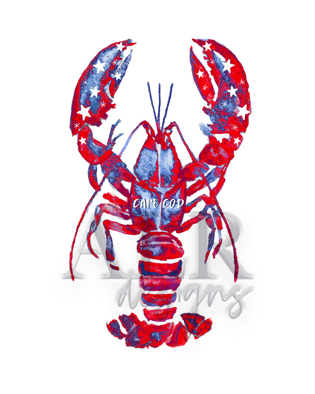 Patriotic Lobster 5x7 or 8x10 Fine Art Print