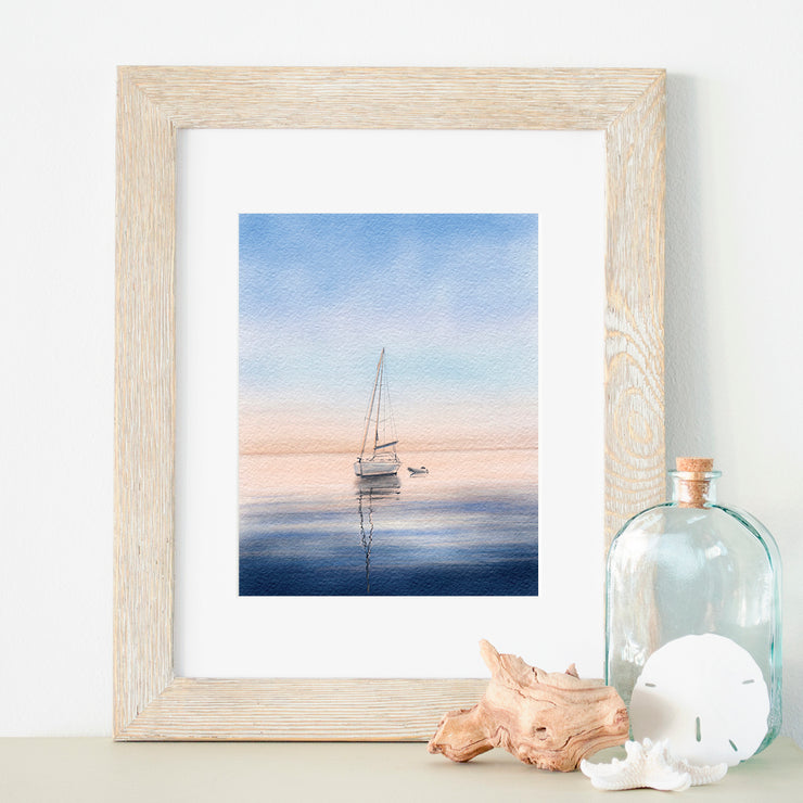 Peach Sunset Sail 5x7 or 8x10 Fine Art Print