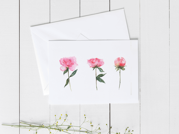 Pink Peonies 5x7 Blank Greeting Card