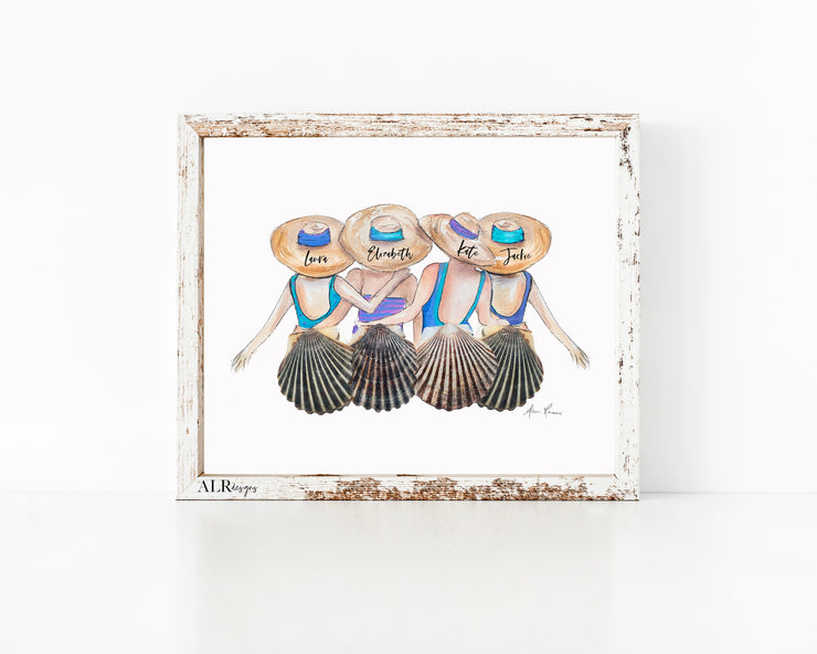 PERSONALIZED Shell Friends, 8x10 or 5x7 P Fine Art Print