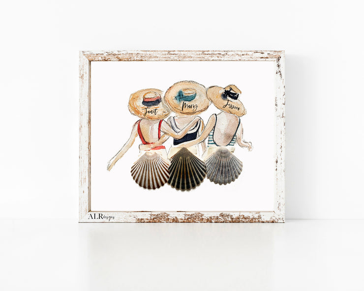 PERSONALIZED Shell Friends, 8x10 or 5x7 P Fine Art Print