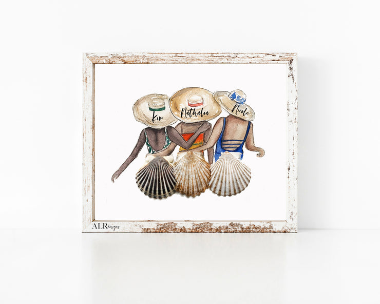 PERSONALIZED Shell Friends, 8x10 or 5x7  Fine Art Print