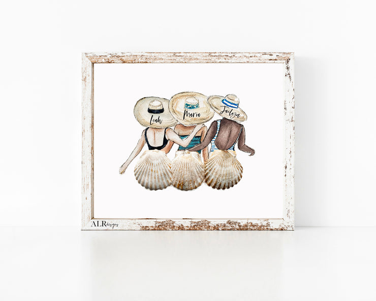 PERSONALIZED Shell Friends, 8x10 or 5x7 P Fine Art Print