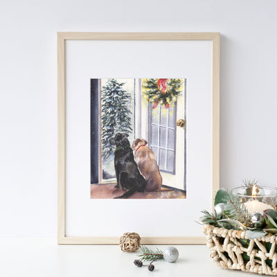 Christmas Labs 8x10 or 5x7 Fine Art Print
