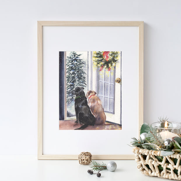Christmas Labs 8x10 or 5x7 Fine Art Print