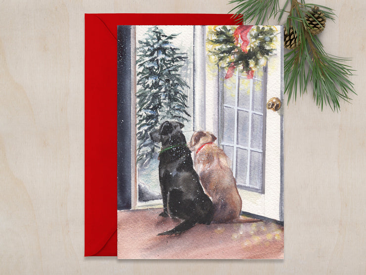 Christmas Labs 5x7 Blank Christmas Greeting Card