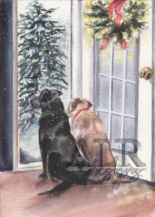 Christmas Labs 8x10 or 5x7 Fine Art Print