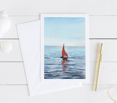 Red Sailboat 5x7 Blank Greeting Card
