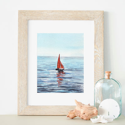 Red Sailboat 5x7 or 8x10 Fine Art Print