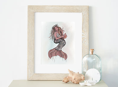 Rose Mermaid Maven fine art print  8x10 or 5x7 Fine Art Print