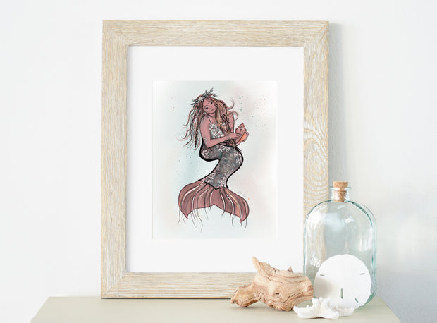 Rose Mermaid Maven fine art print  8x10 or 5x7 Fine Art Print