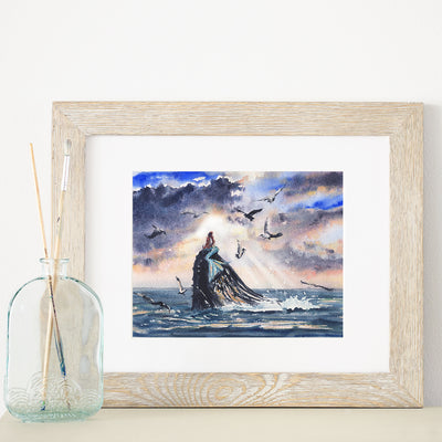 Breaching Mermaid 8x10 or 5x7 in. Fine Art Print