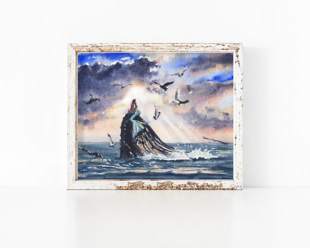 Breaching Mermaid 8x10 or 5x7 in. Fine Art Print