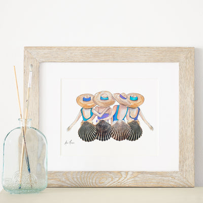 Seashell People Wall Decor / Shell Women Sisters Friends /coastal