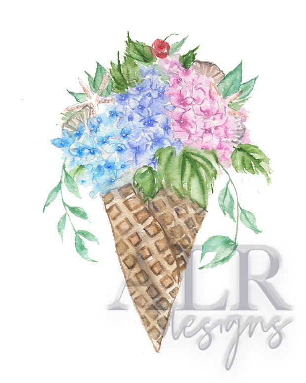 Hydrangea Ice Cream 5x7 Blank Greeting Card