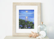 Hydrangea Moonlight  Coastal Watercolor Print – 5x7, 8x10, or 11x14 Fine Art by ALR Designs