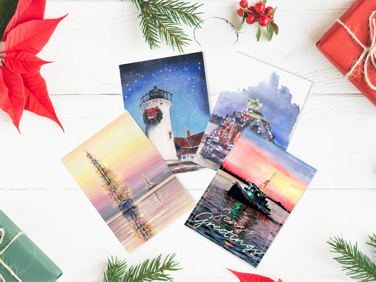 Seaside Christmas, Set  of 4 Cards