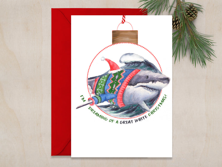 Great White Christmas 5x7 Blank Christmas Greeting Card