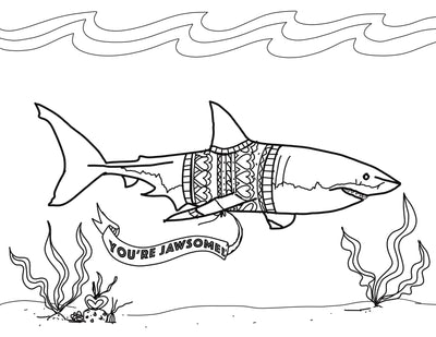 Valentine's Day Shark Coloring Page