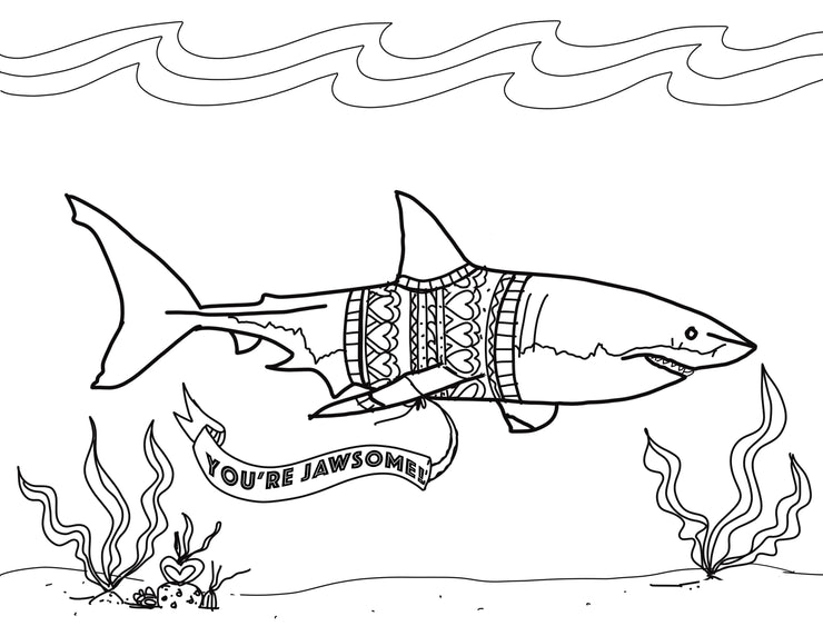 Valentine's Day Shark Coloring Page