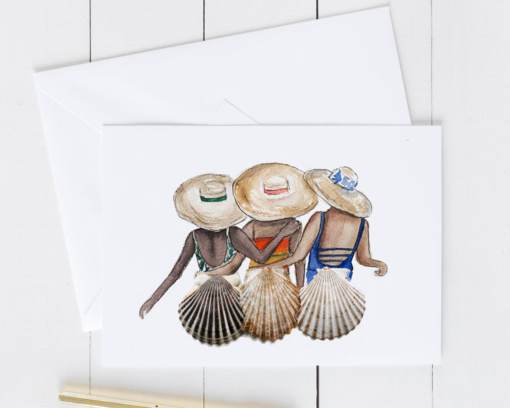 Shell Friends Card Set. Set of 6, 5x7 Blank Greeting Cards