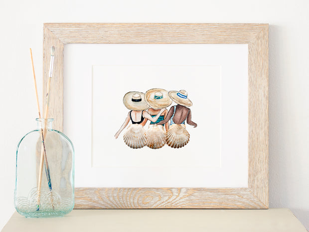 Seashell People Wall Decor / Shell Women Sisters Friends /coastal