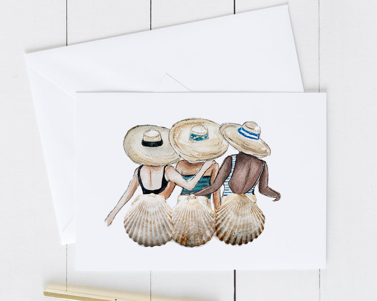 Shell Friends Card Set. Set of 6, 5x7 Blank Greeting Cards