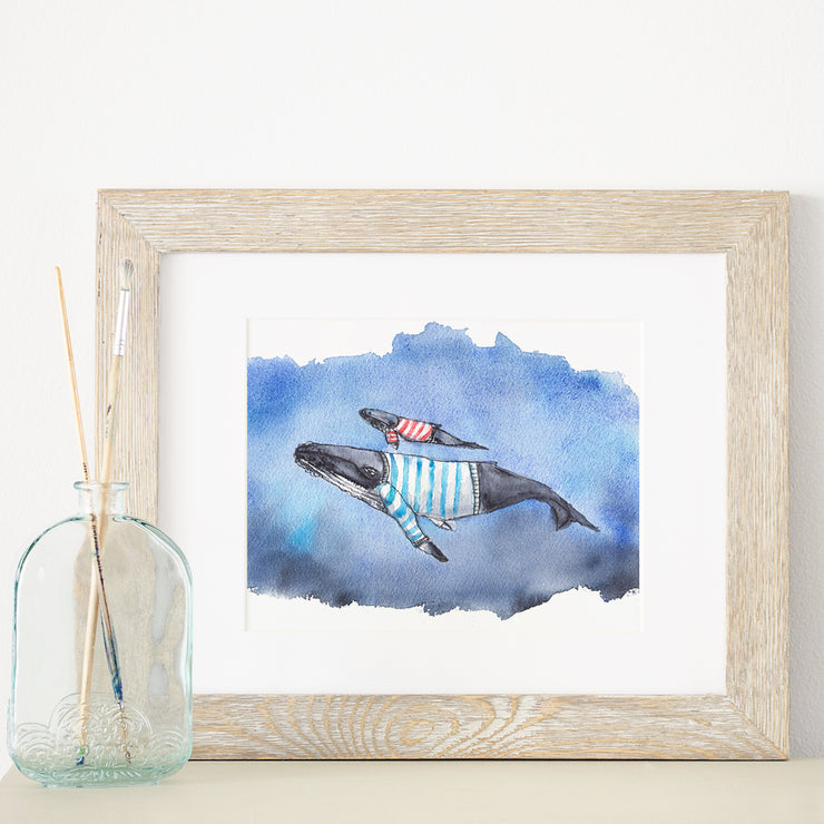 Whale Shirt Family 5x7 or 8x10 Fine Art Print