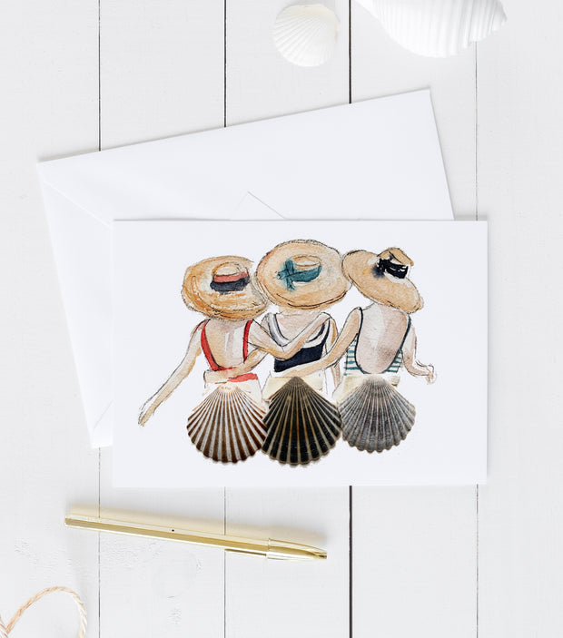 Shell Friends Card Set. Set of 6, 5x7 Blank Greeting Cards