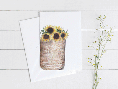 Sunflower Basket 5x7 Blank Greeting Card