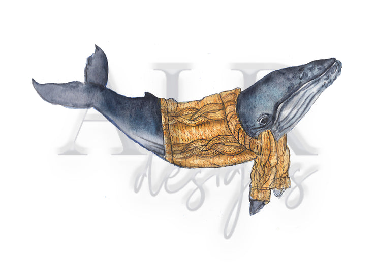 Sweata Weatha Whale  8x10 or 5x7 in. Fine Art Print