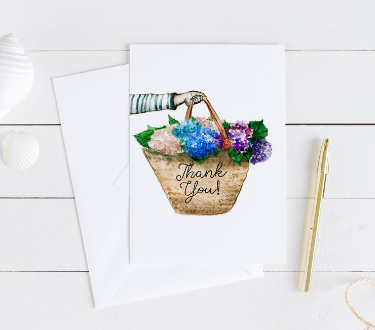 Hydrangea Bag Thank You 5x7 Blank Greeting Card