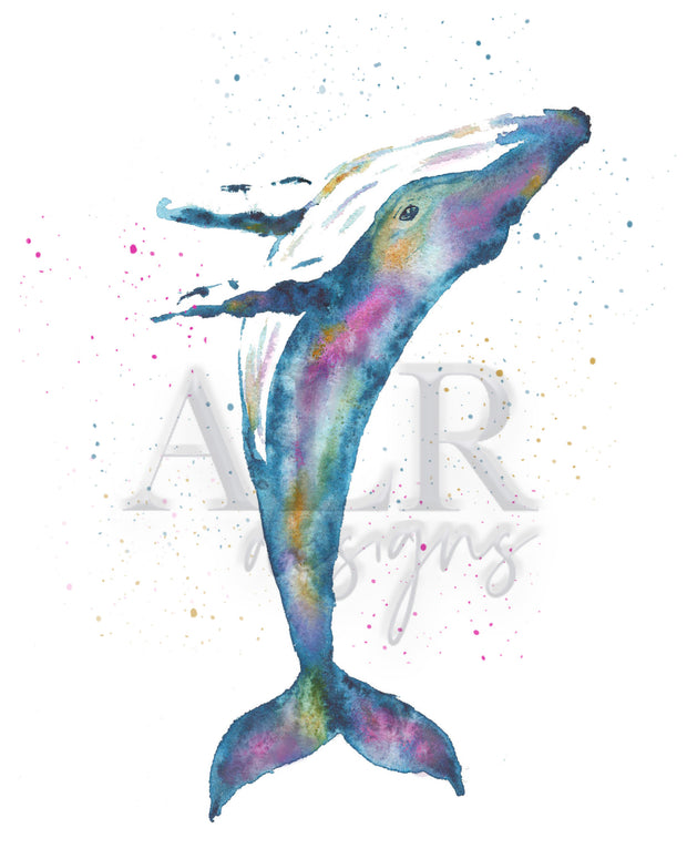 Tie Dye whale 8x10 or 5x7 in. Fine Art Print