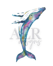 Tie Dye whale 8x10 or 5x7 in. Fine Art Print