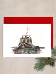 Christmas Tug 5x7 Blank Christmas Greeting Card