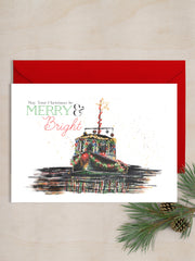 Christmas Tug 5x7 Blank Christmas Greeting Card