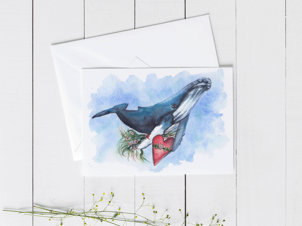 Whaley Cute  5x7 Blank Greeting Card