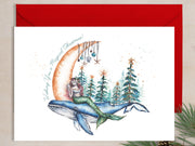 Christmas Crescent Moon 5x7 Blank Christmas Greeting Card