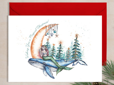 Christmas Crescent Moon 5x7 Blank Christmas Greeting Card