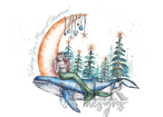Christmas Crescent Moon 5x7 Blank Christmas Greeting Card