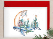 Christmas Crescent Moon 5x7 Blank Christmas Greeting Card
