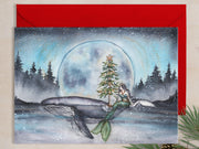 Full Moon Christmas Mermaid 5x7 Blank Christmas Greeting Card
