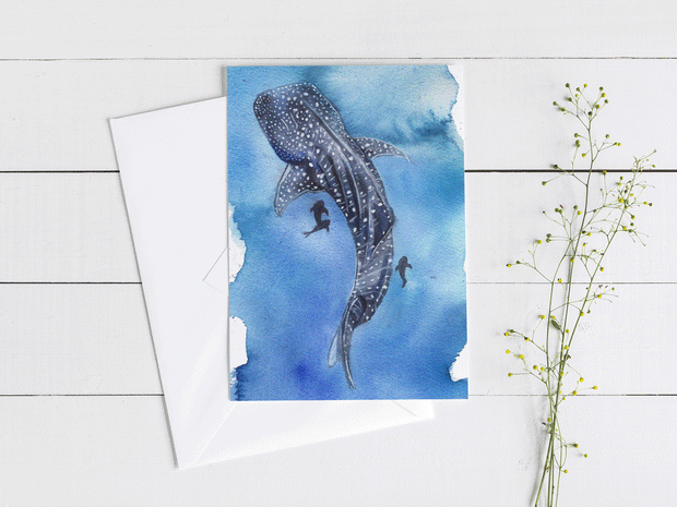 Whale shark Mama 5x7 Blank Greeting Card