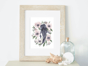 Whale Shark Florals 5x7 or 8x10 Fine Art Print