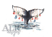 Whale Tail Christmas 5x7 Blank Christmas Greeting Card