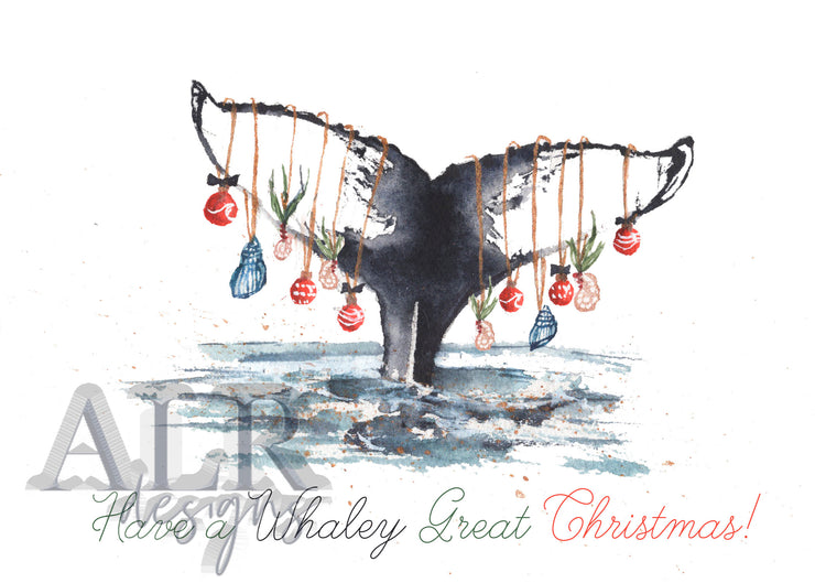 Whale Tail Christmas 5x7 Blank Christmas Greeting Card